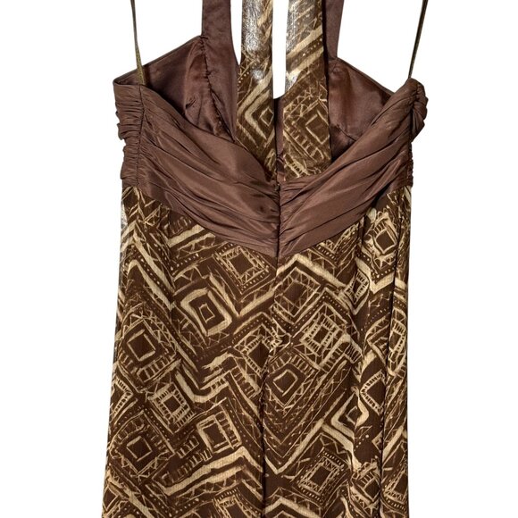 BCBGMAXAZRIA Vintage 100% Silk Beaded Halter Dress Cottagecore Boho Y2K - Picture 5 of 8